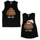 Poop Shit Got Real Matching Muscle Tank Tops Funny Newlywed Gift Black