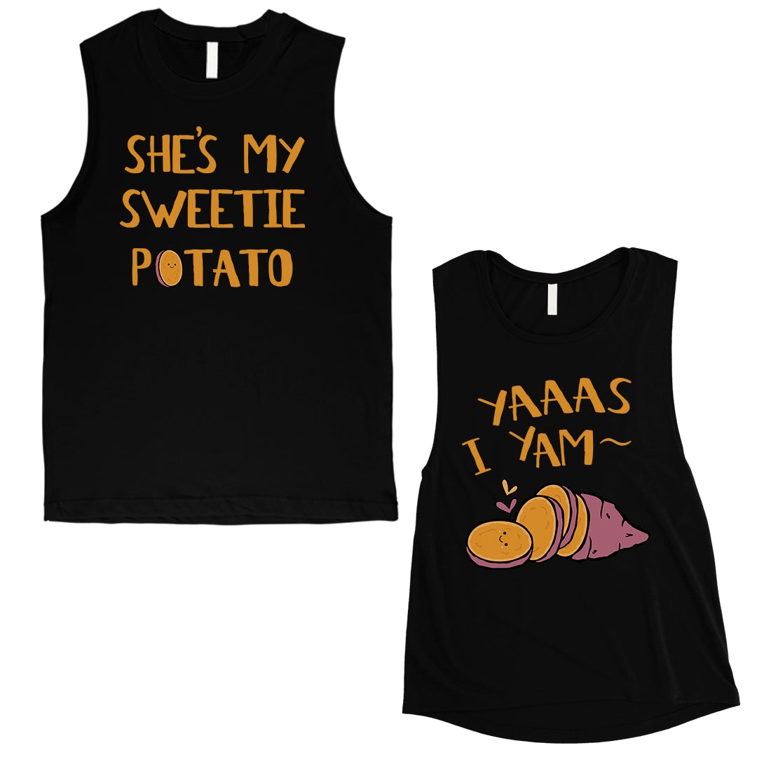 Sweet Potato Yam Matching Muscle Tank Tops Funny Anniversary Gift Black