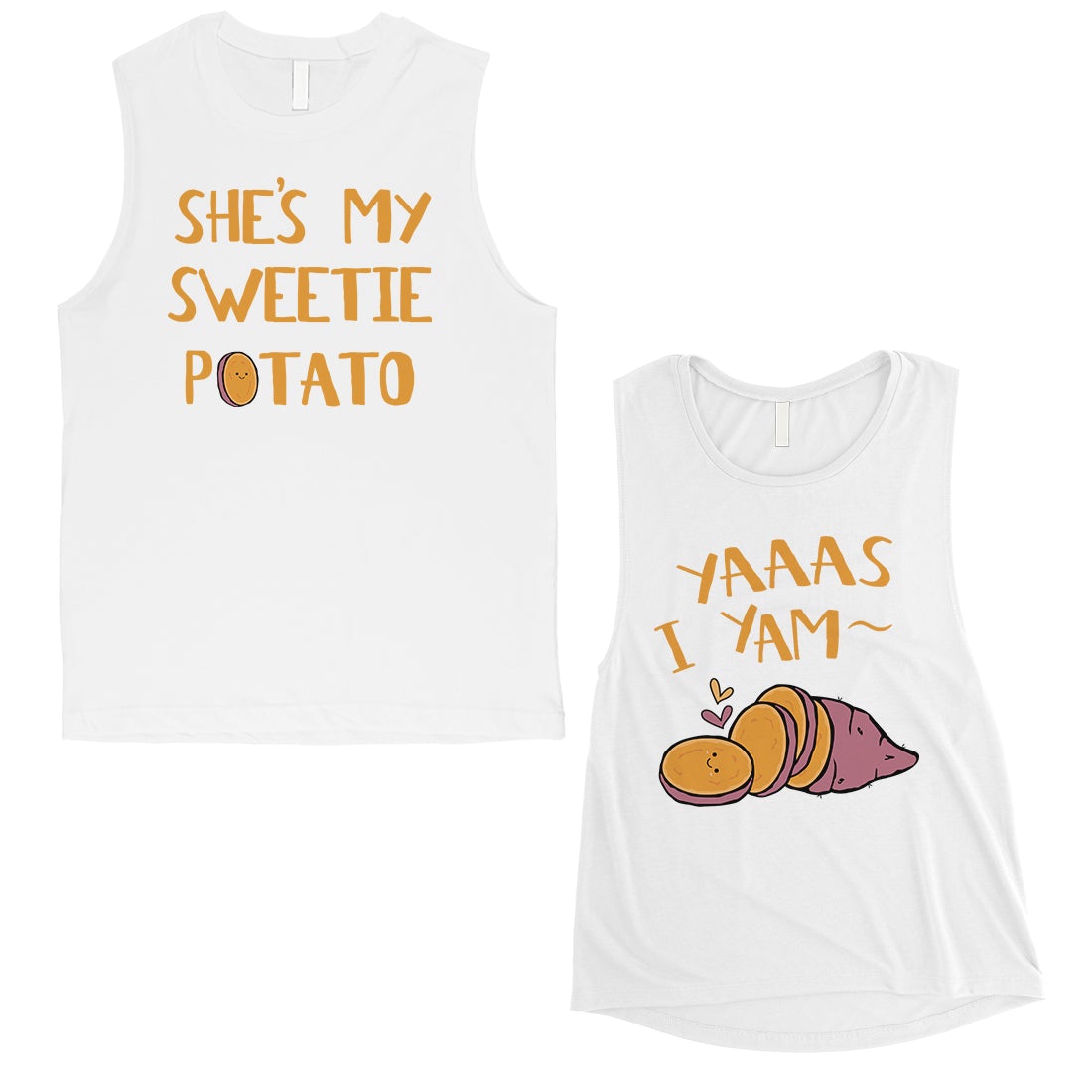 Sweet Potato Yam Matching Muscle Tank Tops Funny Anniversary Gift White