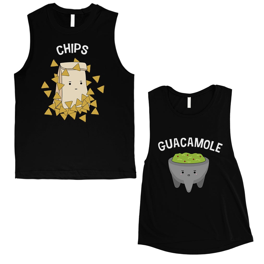 Chips & Guacamole Matching Muscle Tank Tops Funny Wedding Gift Black
