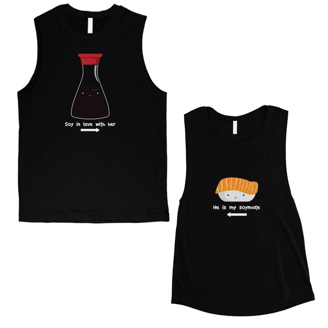 Sushi & Soy Sauce Matching Muscle Tank Tops Funny Anniversary Gift Black