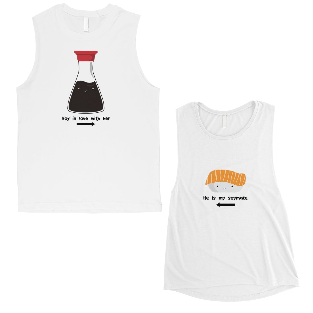 Sushi & Soy Sauce Matching Muscle Tank Tops Funny Anniversary Gift White