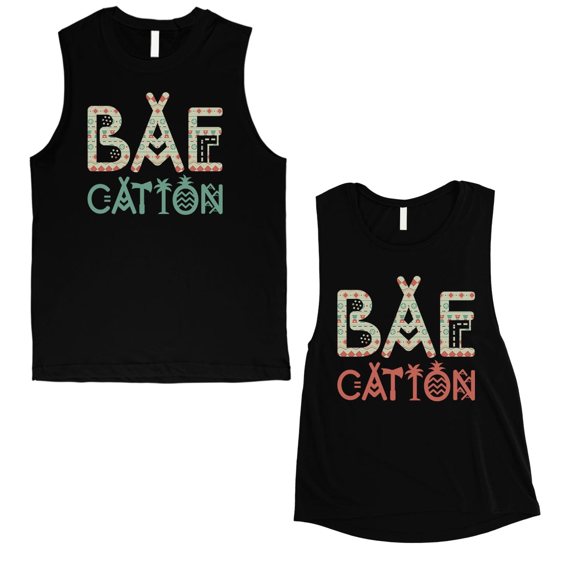 BAEcation Vacation Matching Muscle Tank Tops Cute Newlywed Gift Black