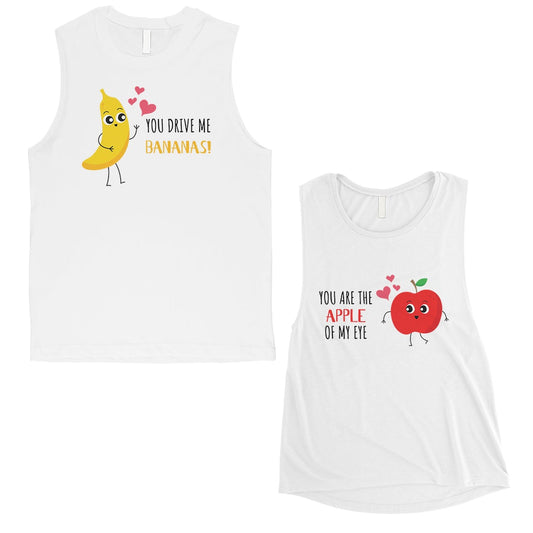 Drive Me Bananas Couples Muscle Tank Tops Cute Anniversary Gift White