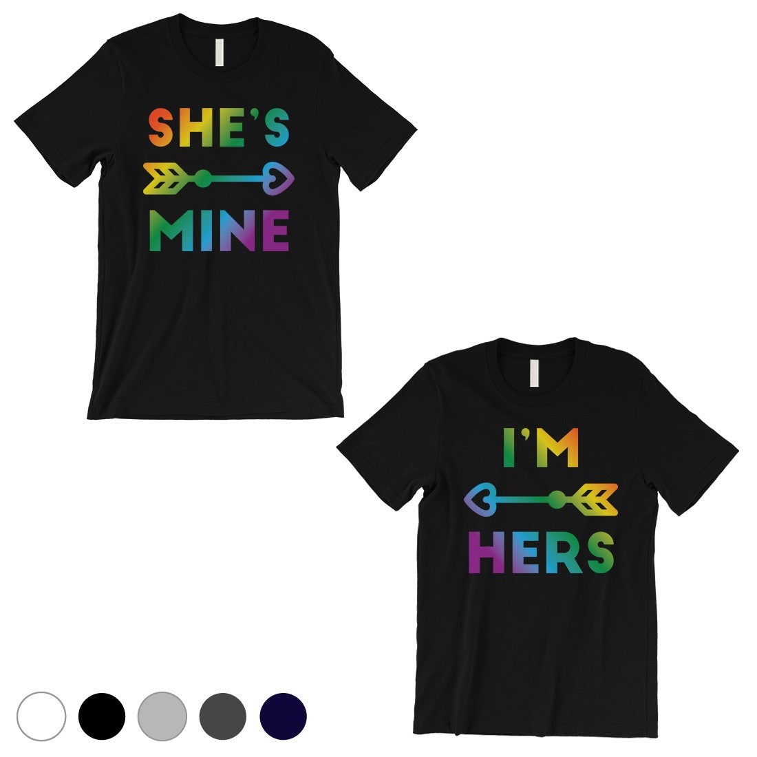 LGBT She's Mine I'm Hers Rainbow Black Matching Shirts