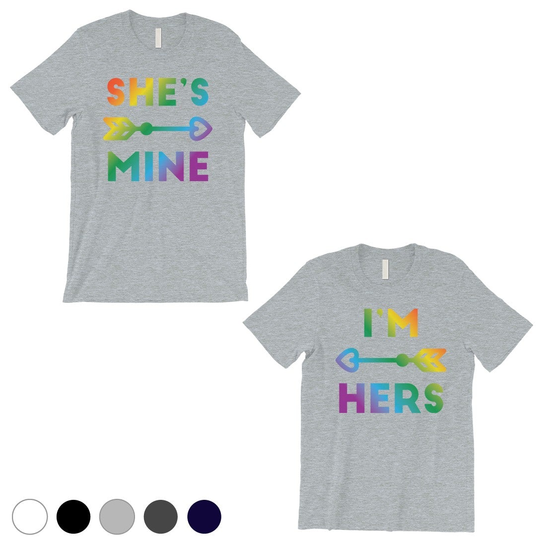 LGBT She's Mine I'm Hers Rainbow Grey Matching Shirts