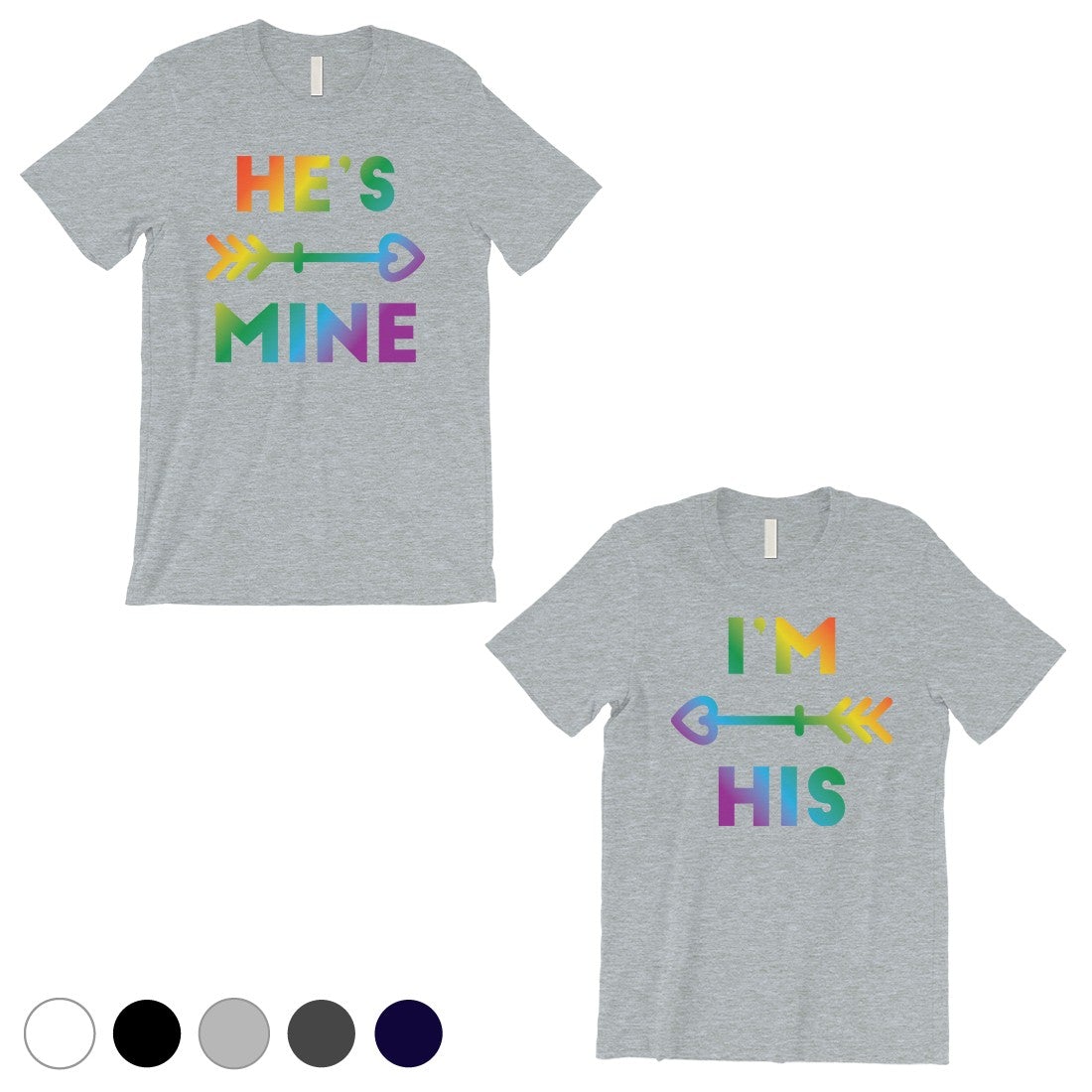 LGBT He's Mine I'm His Rainbow Grey Matching Shirts