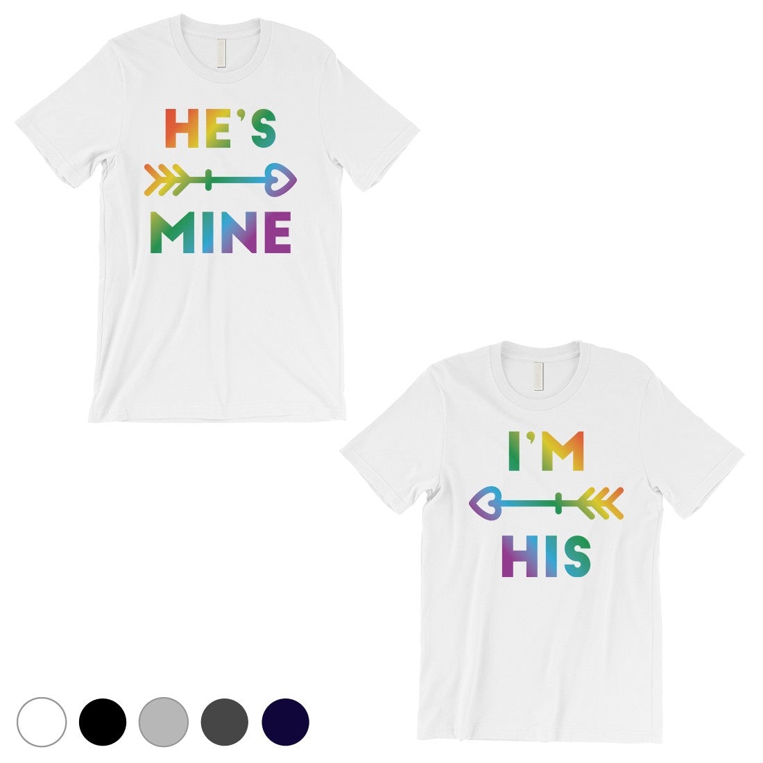 LGBT He's Mine I'm His Rainbow White Matching Shirts