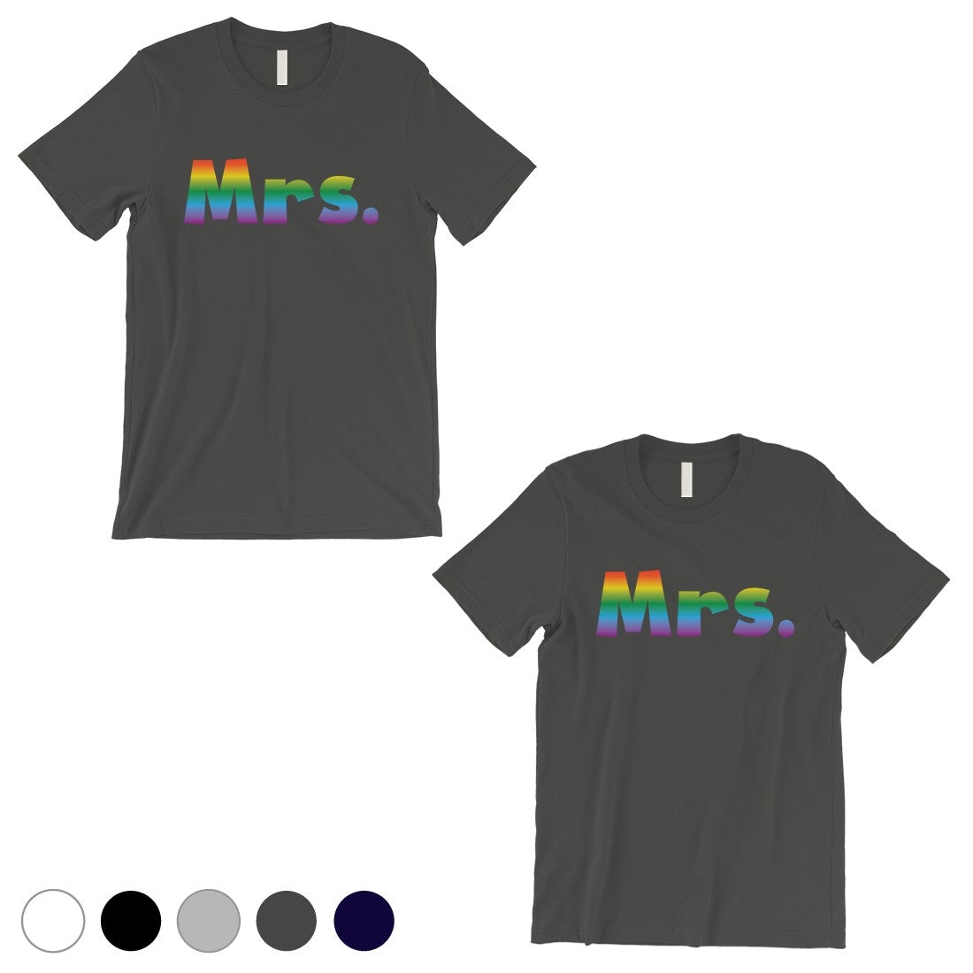LGBT Mrs. Mrs. Rainbow Cool Grey Matching Shirts