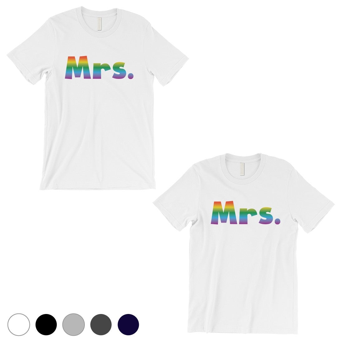 LGBT Mrs. Mrs. Rainbow White Matching Shirts