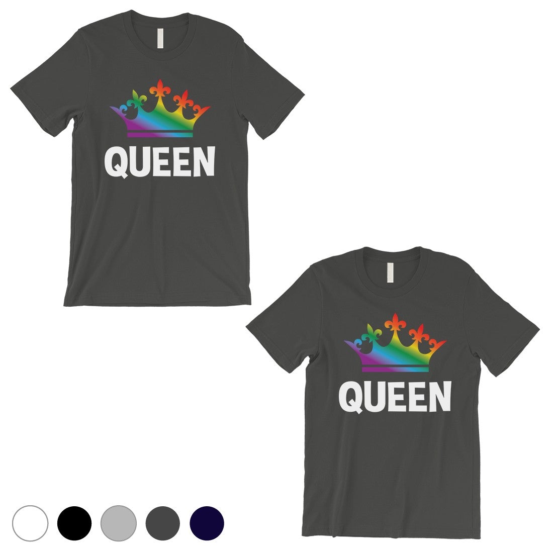 LGBT Queen Queen Rainbow Crown Cool Grey Matching Shirts