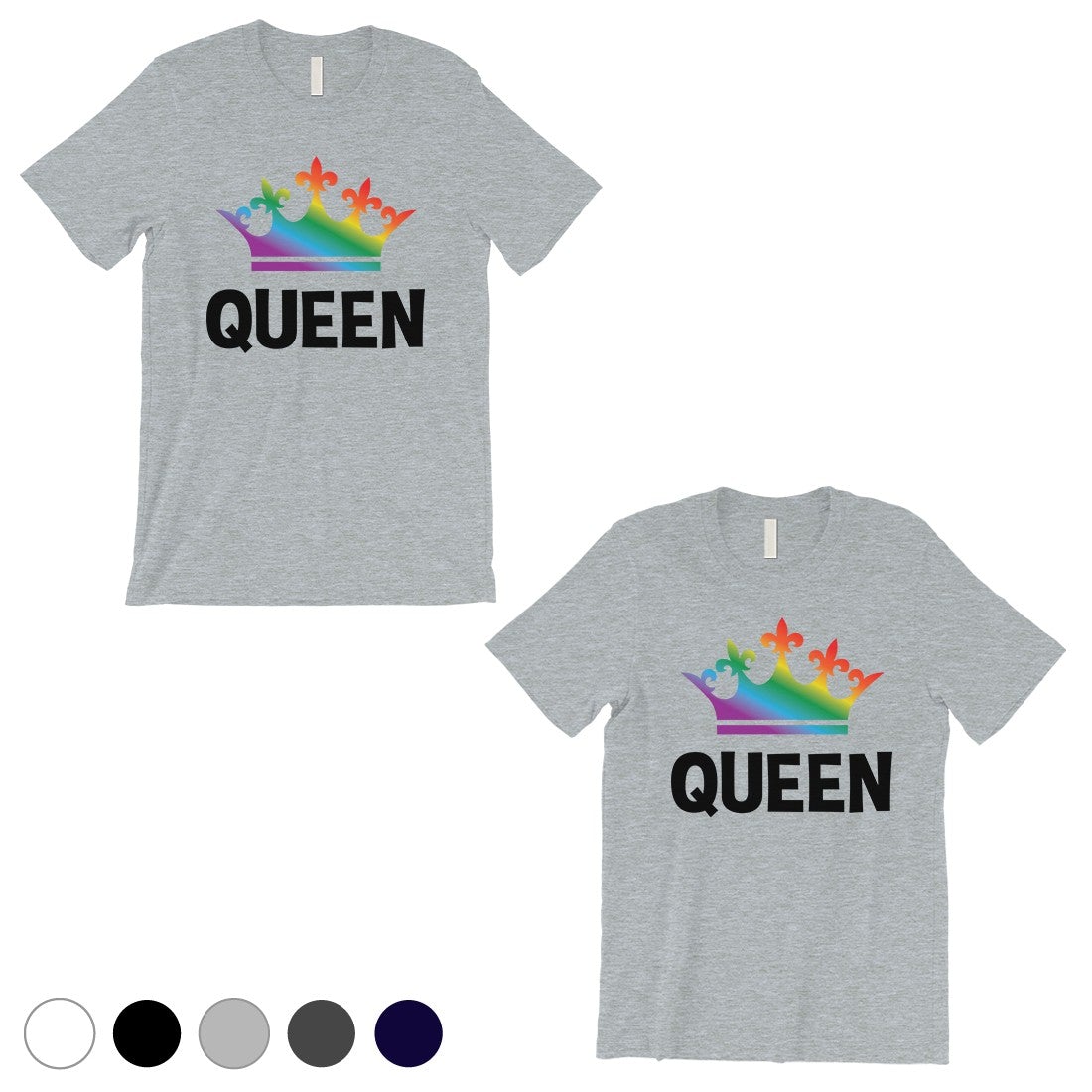 LGBT Queen Queen Rainbow Crown Grey Matching Shirts