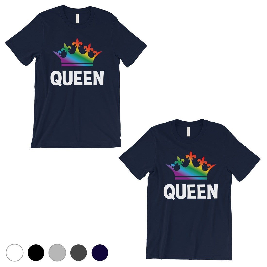 LGBT Queen Queen Rainbow Crown Navy Matching Shirts