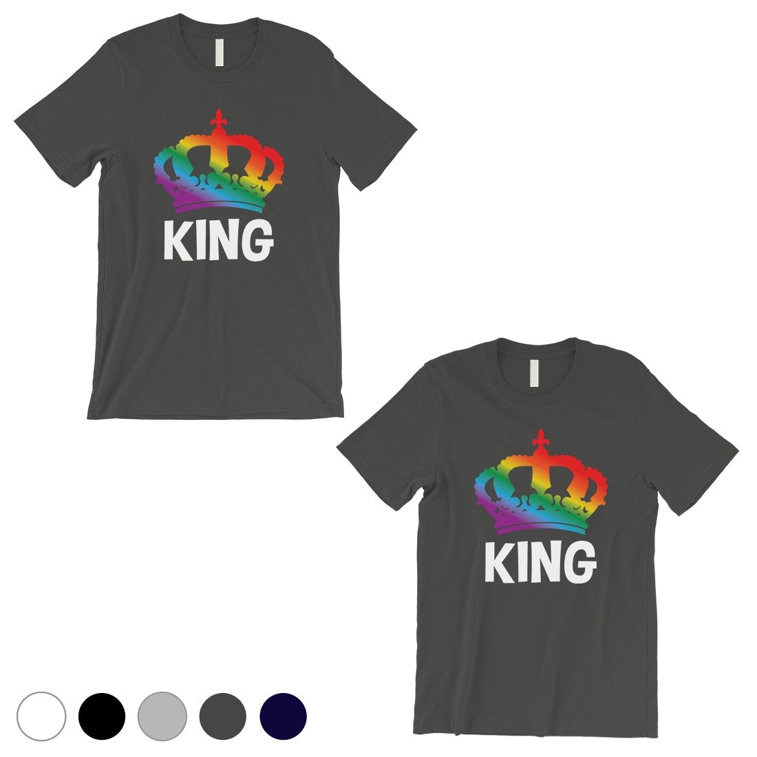LGBT King King Rainbow Crown Cool Grey Matching Shirts