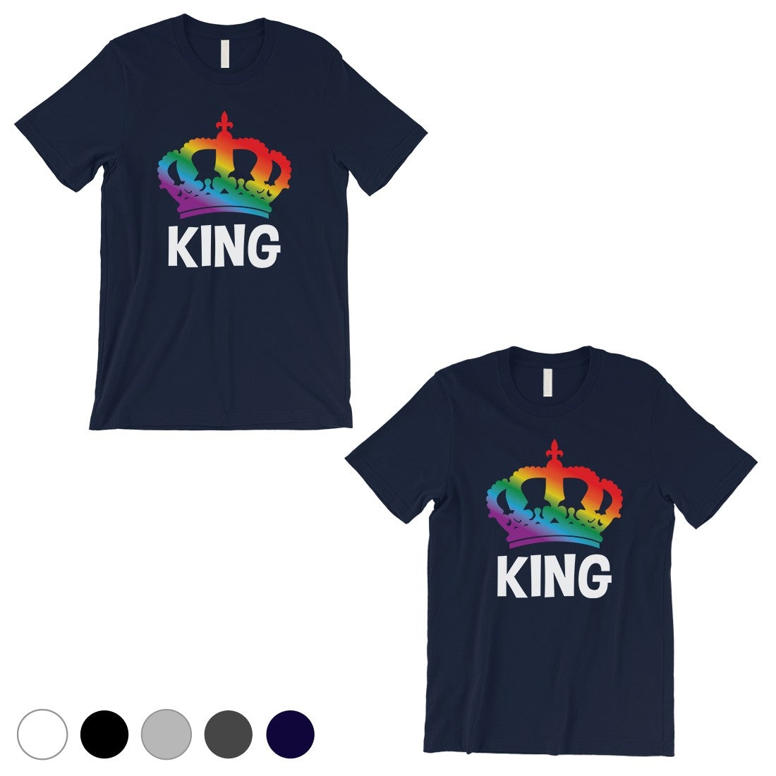 LGBT King King Rainbow Crown Navy Matching Shirts
