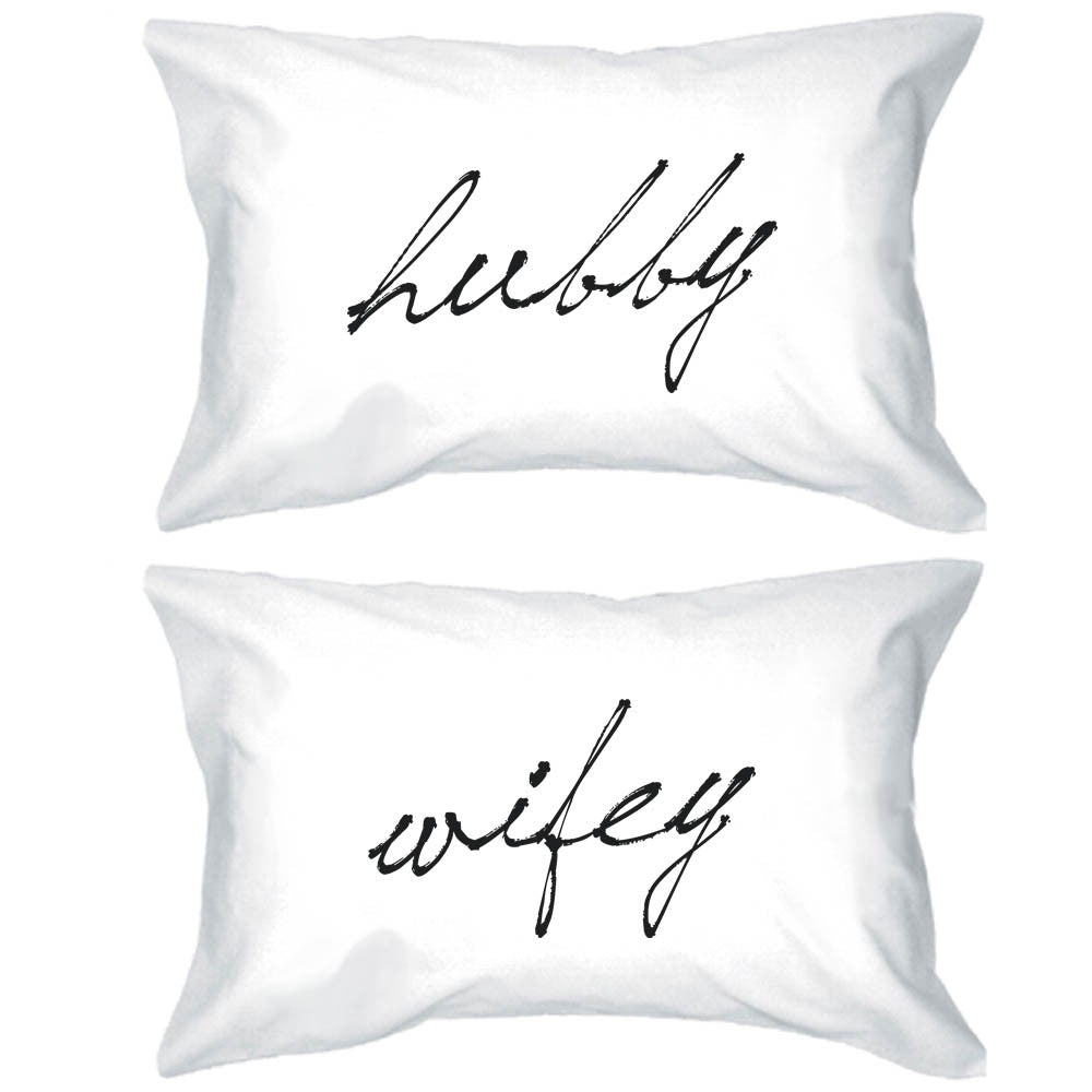 Hubby And Wifey Pillowcases - Egyptian Cotton Matching Couple Pillow Cover - 365 In Love