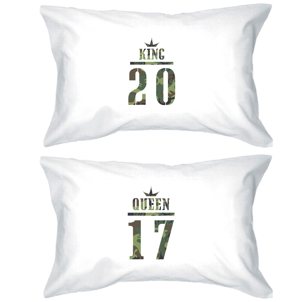 King And Queen Military Pattern Custom Matching Couple White Pillowcases