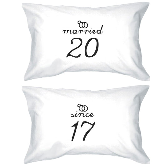 Married Since Custom Matching Couple White Pillowcases