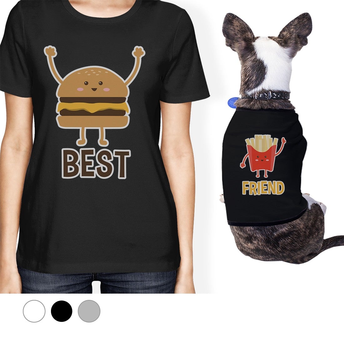 Hamburger And Fries Small Pet Owner Matching Gift Outfits For Her Black