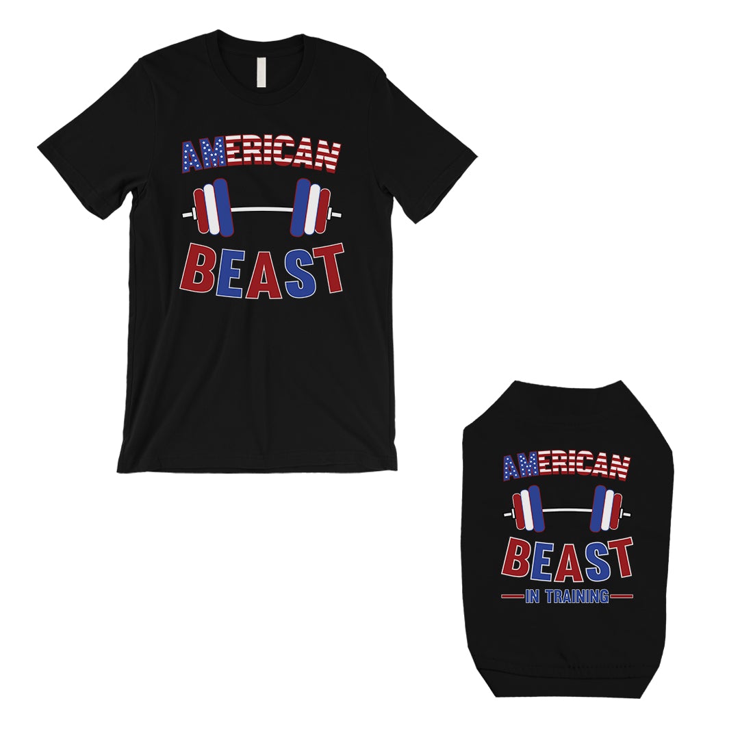 American Beast Training Small Dog and Owner Matching Shirts Funny Black