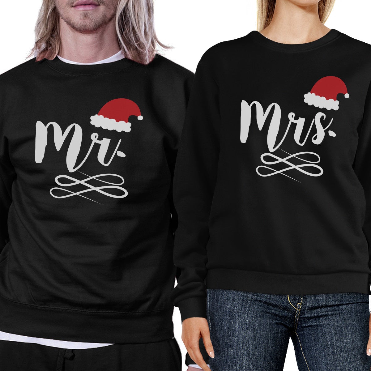 Mr And Mrs Christmas Couple Sweatshirts Holiday Gifts For Couples Black