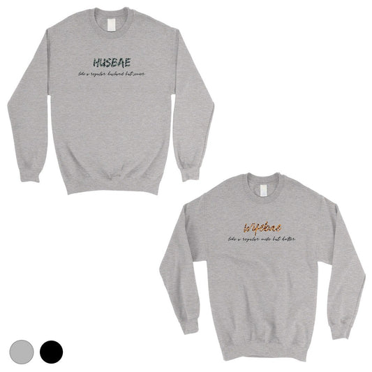 Husbae Wifebae Leopard Military Matching Sweatshirt Pullover Gifts Gray