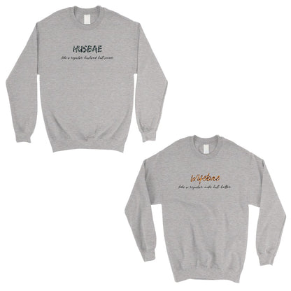 Husbae Wifebae Leopard Military Matching Sweatshirt Pullover Gifts Gray
