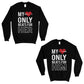My Heart Beats For Her Him Matching Sweatshirt Pullover Cute Gift Black