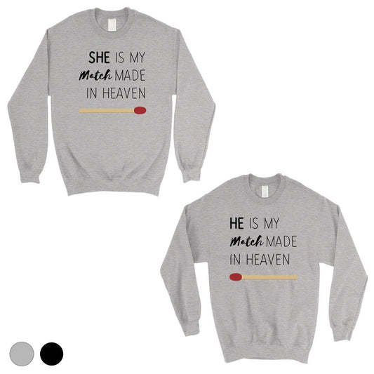 Match Made In Heaven Matching Sweatshirt Pullover Cute Wedding Gift Gray