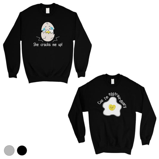 Egg Crack Eggtraordinary Matching Sweatshirt Pullover Couples Gift Black