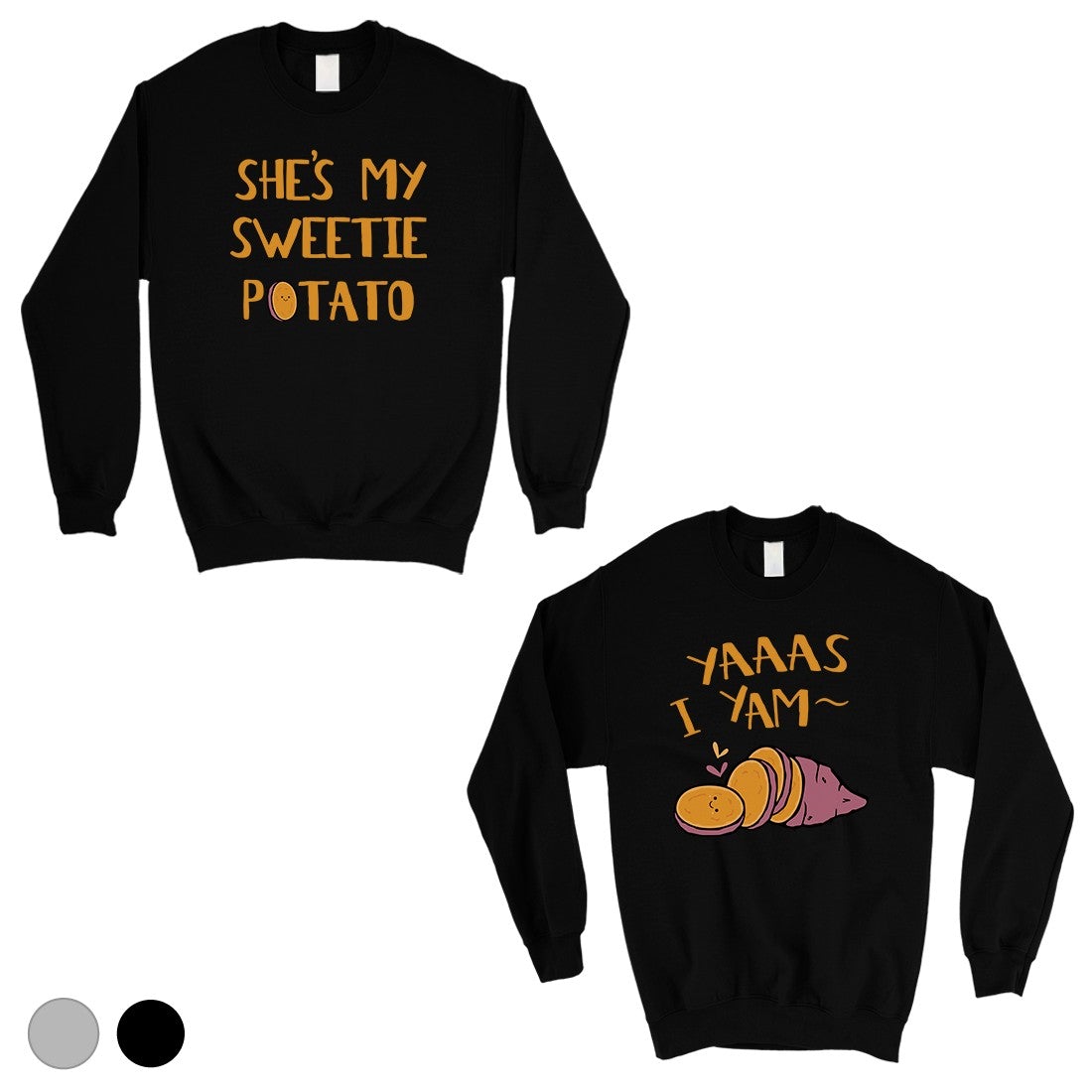 Sweet Potato Yam Matching Sweatshirt Pullover Cute Anniversary Gift Black