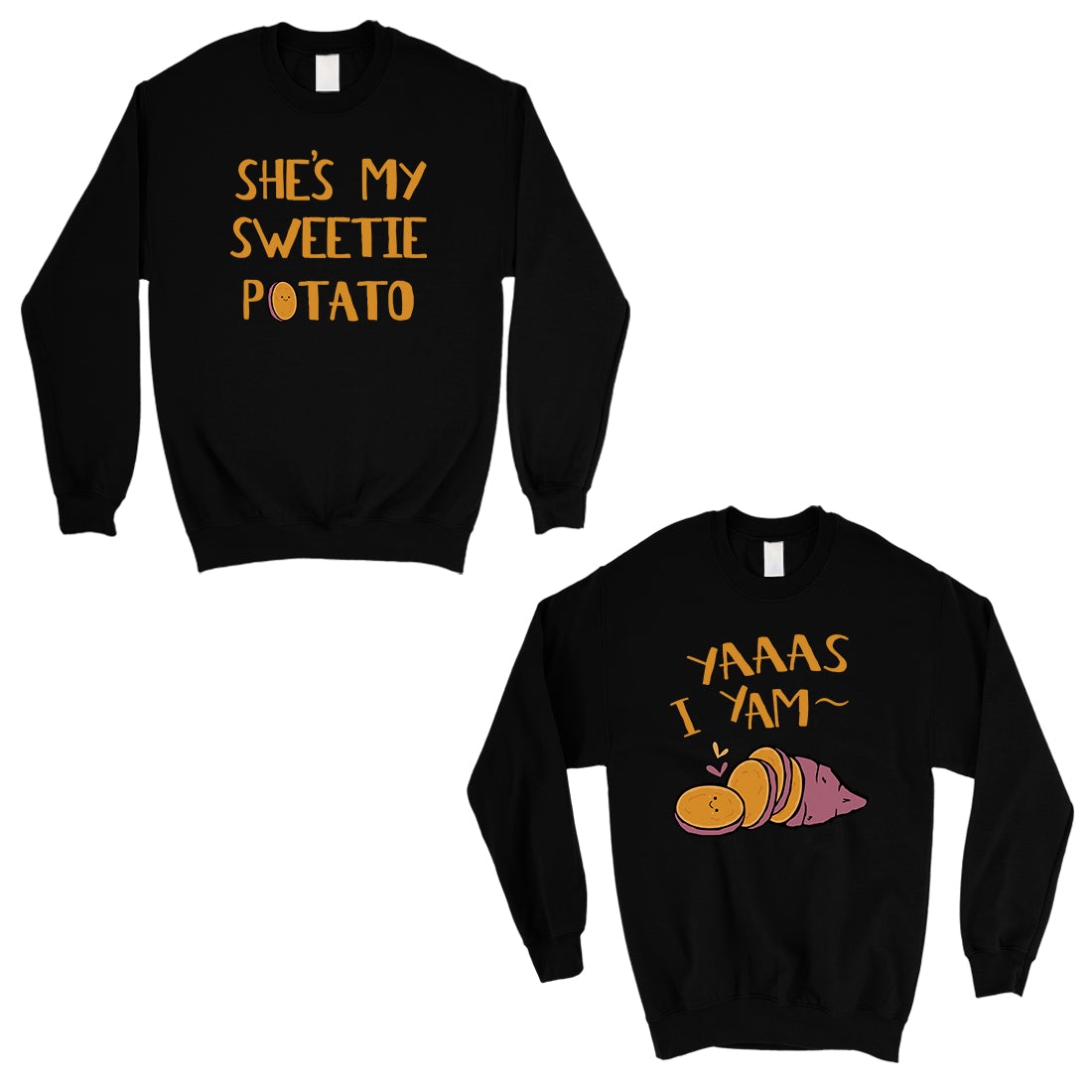 Sweet Potato Yam Matching Sweatshirt Pullover Cute Anniversary Gift Black