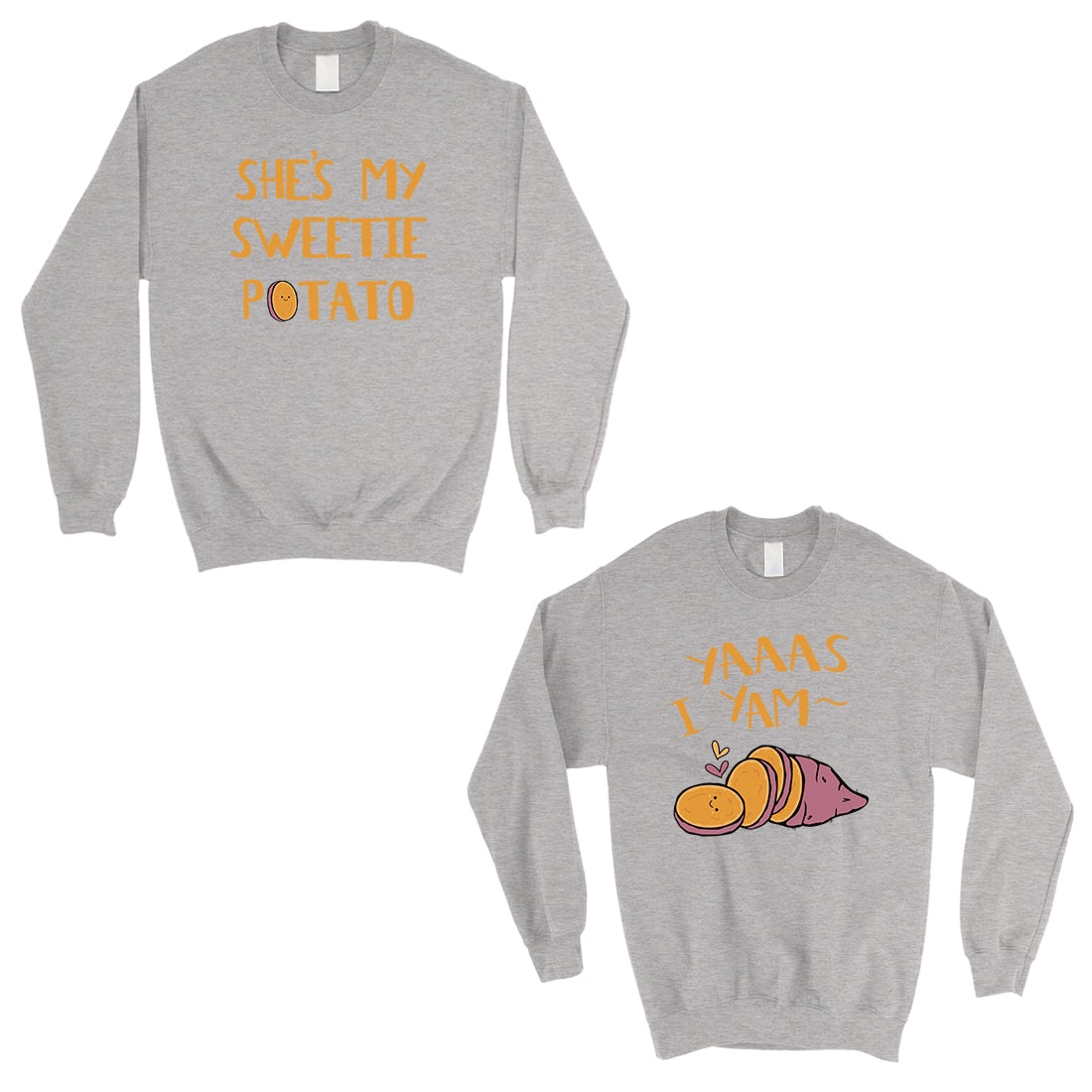 Sweet Potato Yam Matching Sweatshirt Pullover Cute Anniversary Gift Gray