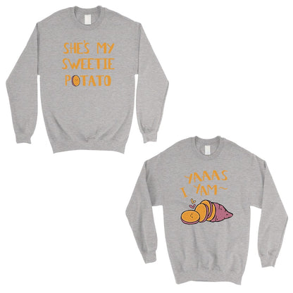 Sweet Potato Yam Matching Sweatshirt Pullover Cute Anniversary Gift Gray