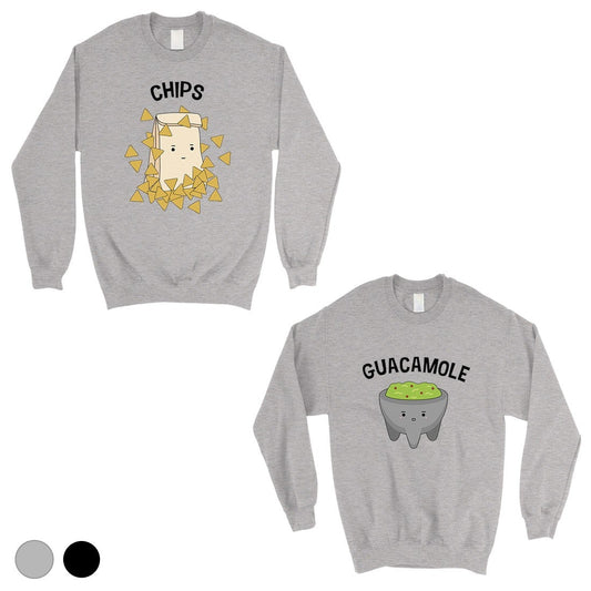 Chips & Guacamole Matching Sweatshirt Pullover Cute Couples Gift Gray