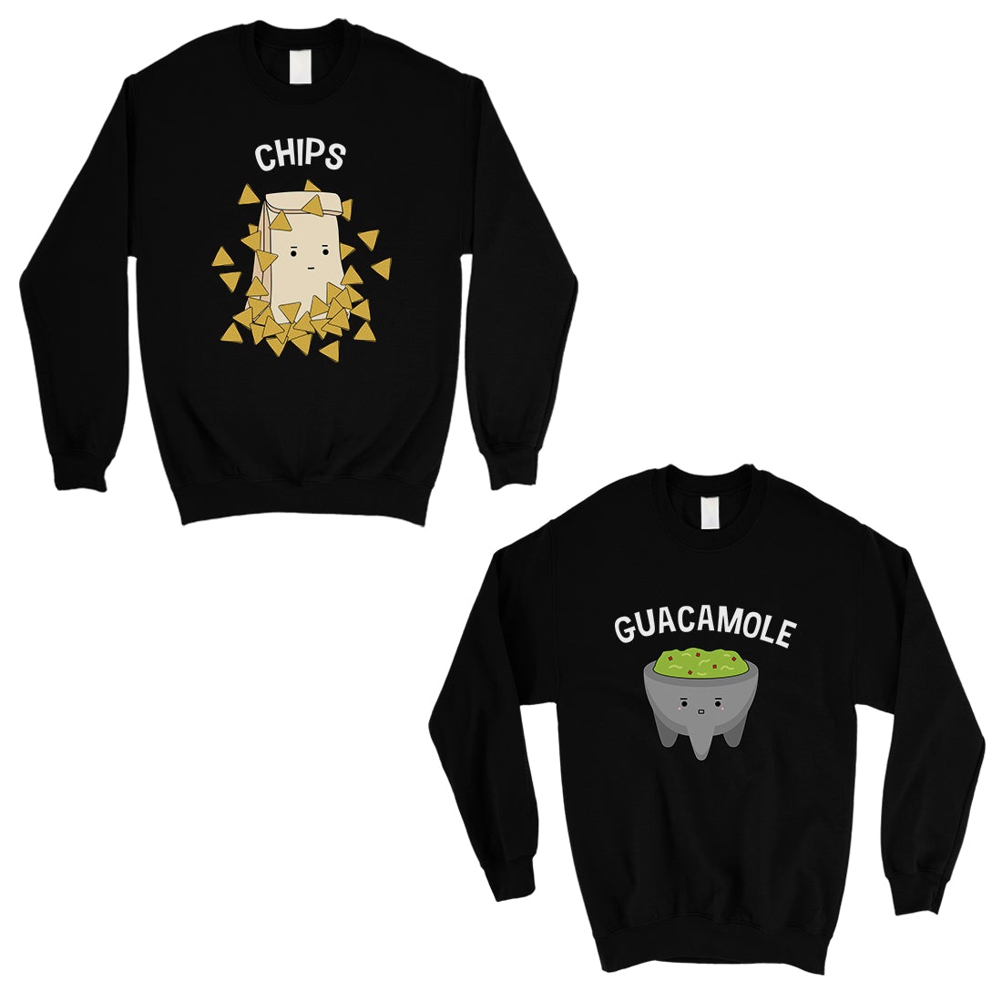 Chips & Guacamole Matching Sweatshirt Pullover Cute Couples Gift Black