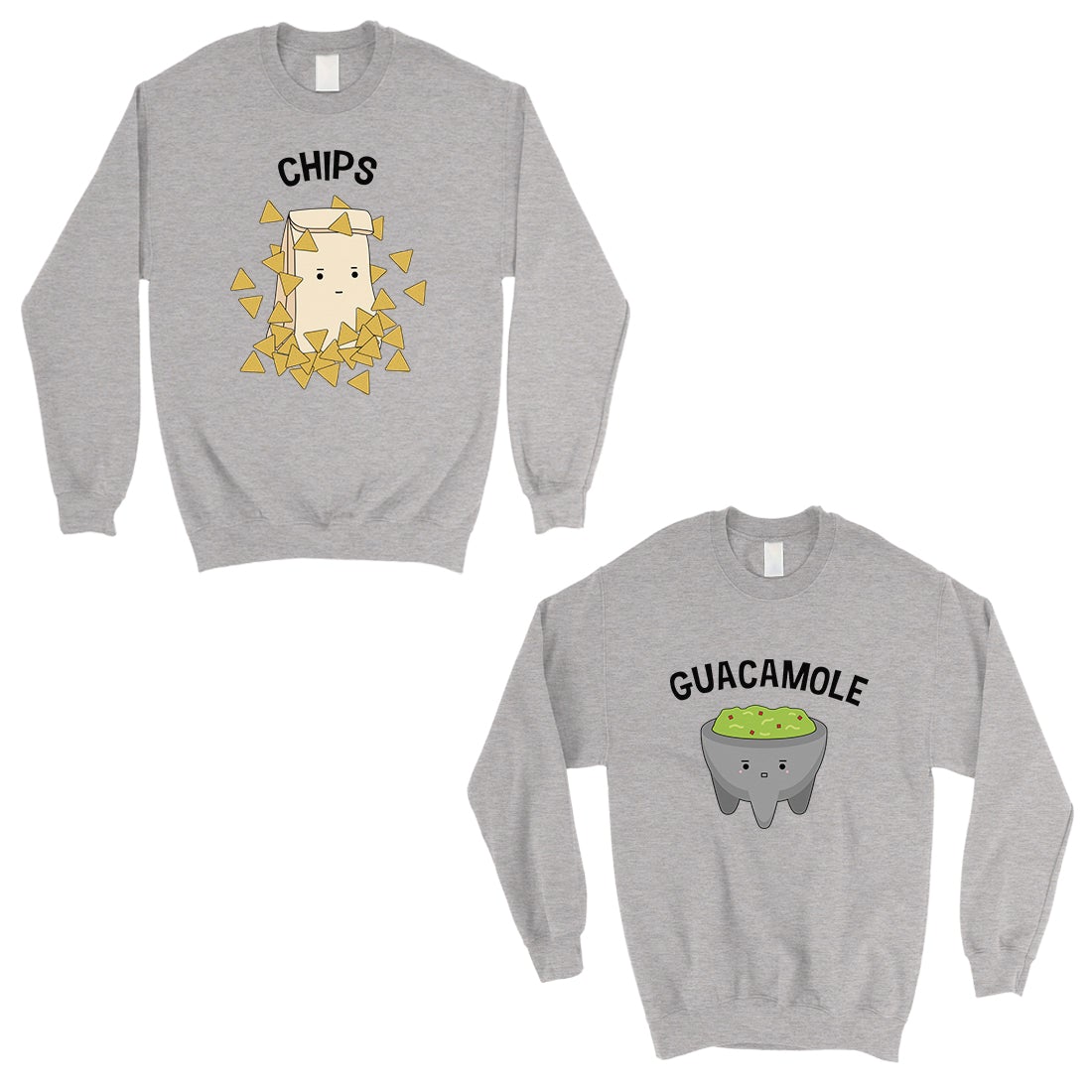 Chips & Guacamole Matching Sweatshirt Pullover Cute Couples Gift Gray