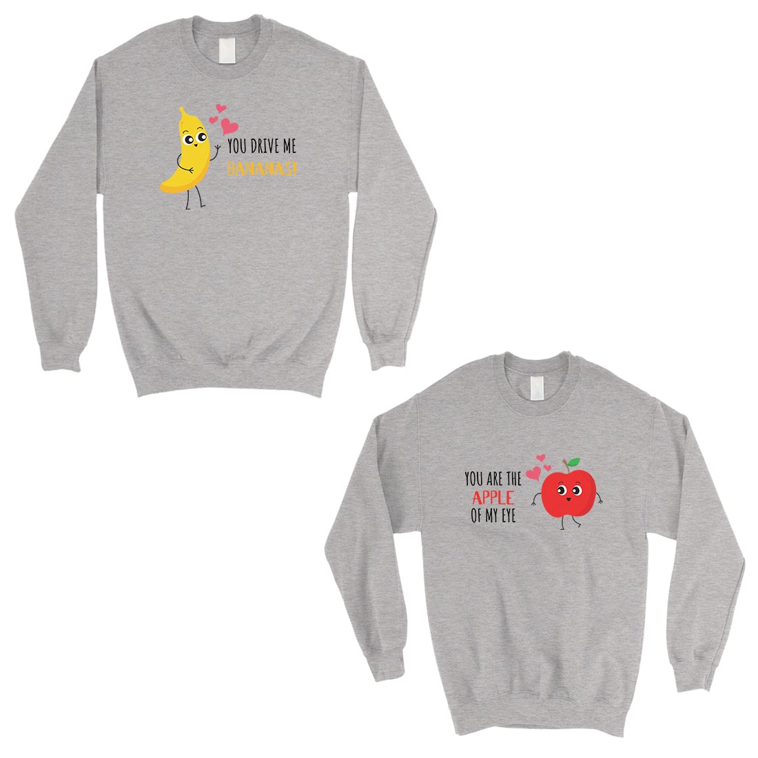 Drive Me Bananas Matching Sweatshirt Pullover For Valentines Day Gray