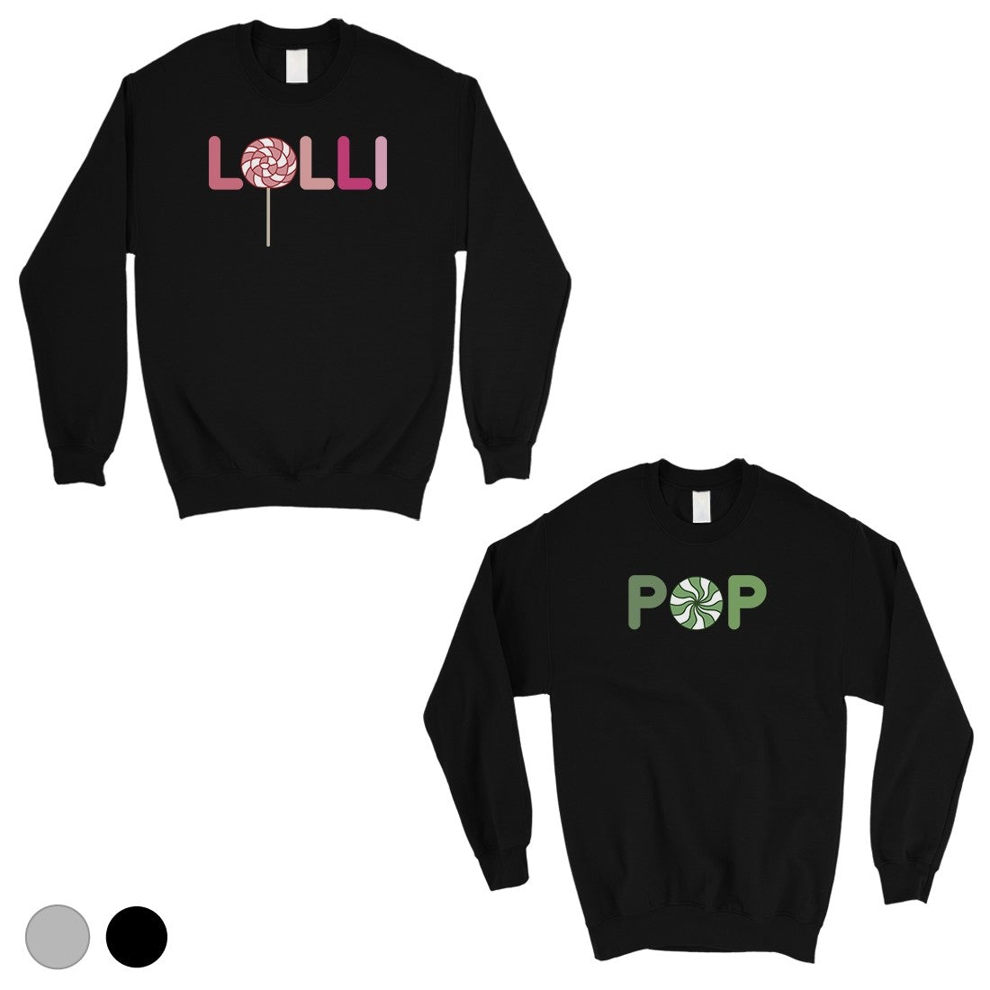LolliPop Couples Matching Sweatshirts Grandma Grandpa Gift Ideas Black