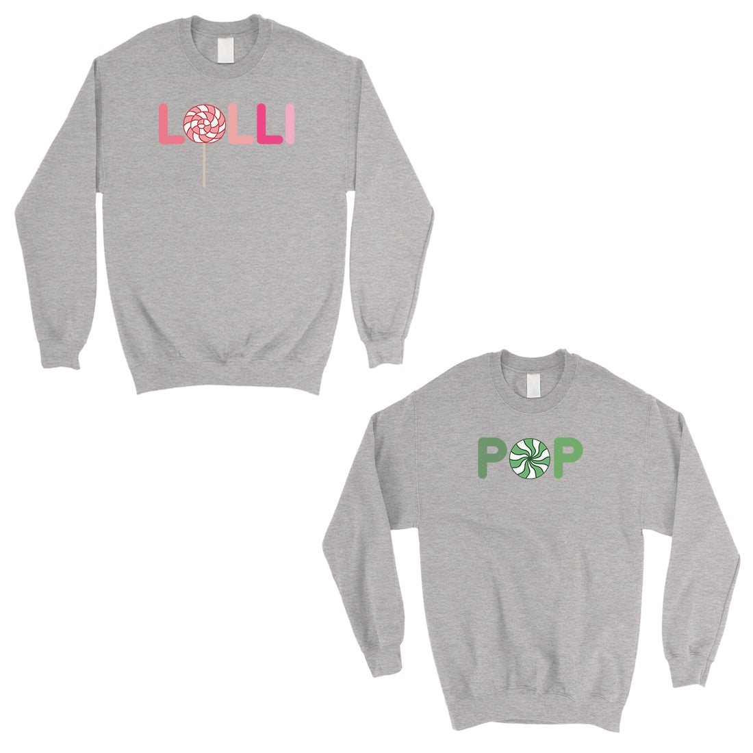 LolliPop Couples Matching Sweatshirts Grandma Grandpa Gift Ideas Gray
