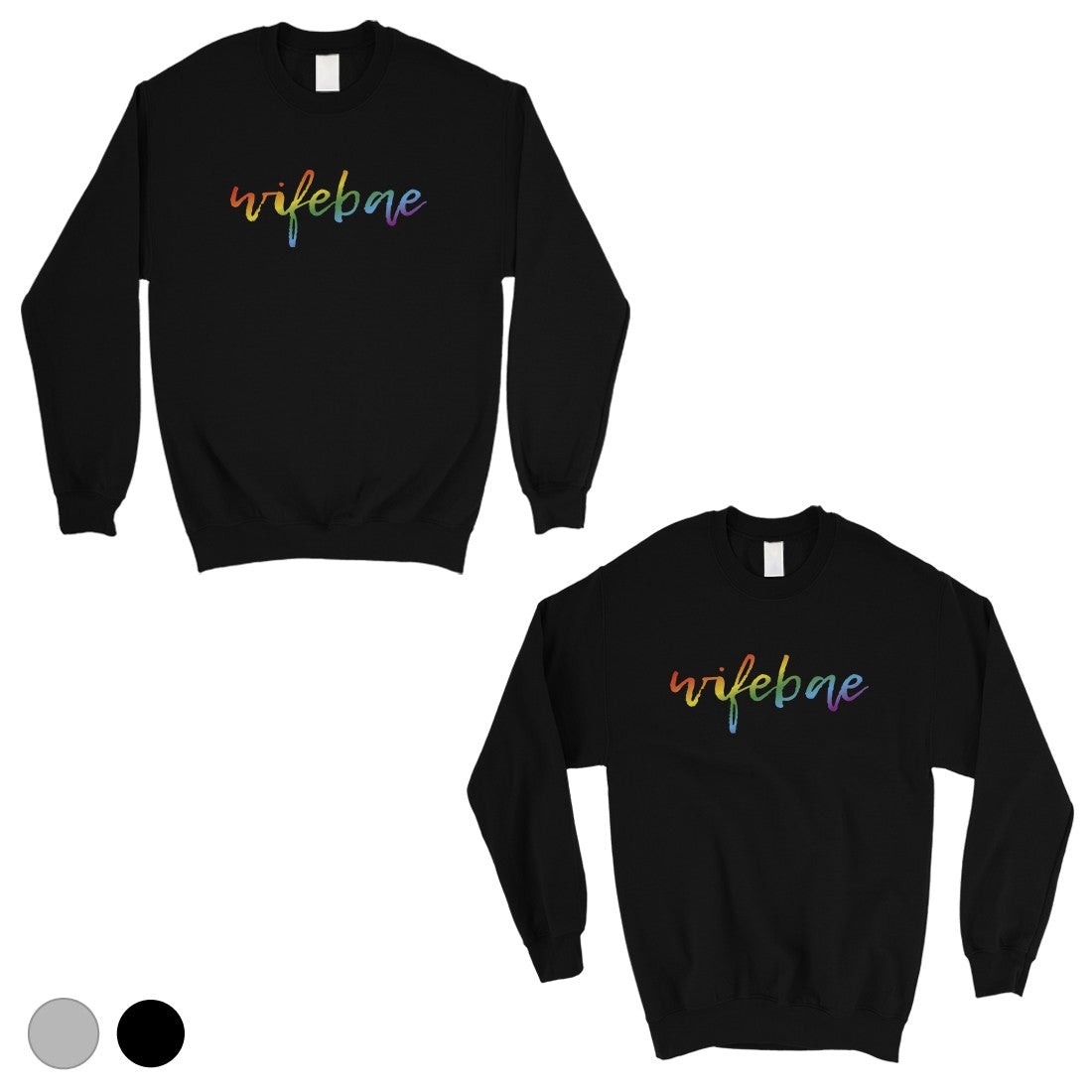 LGBT Wifebae Wifebae Rainbow Matching Couple SweatShirts Black