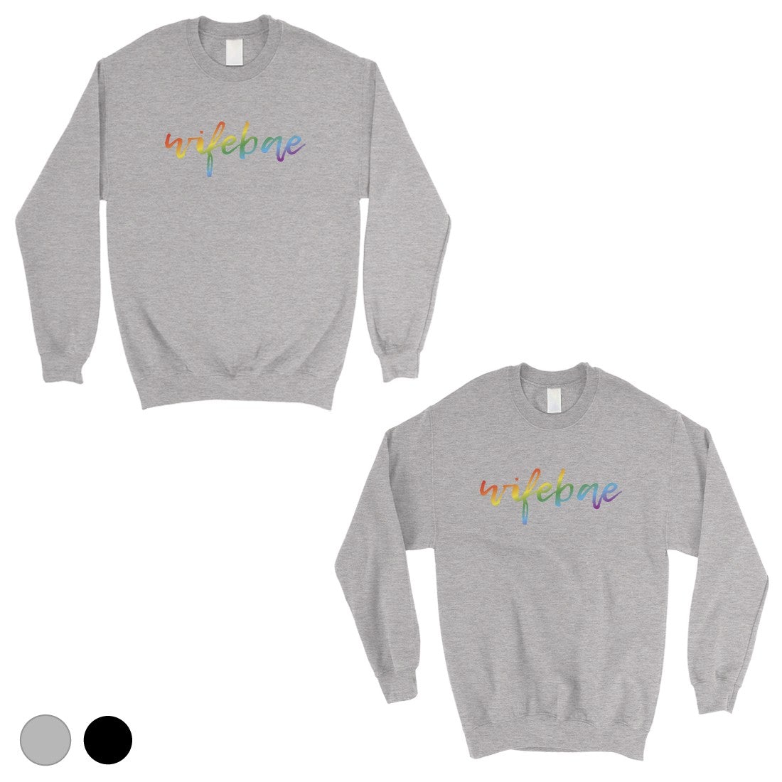 LGBT Wifebae Wifebae Rainbow Matching Couple SweatShirts Gray