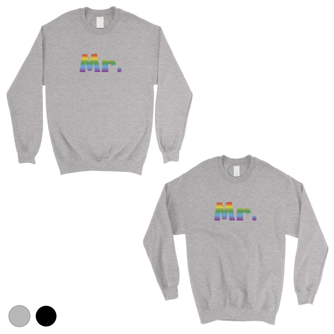 LGBT Mr. Mr. Rainbow Matching Couple SweatShirts Gray
