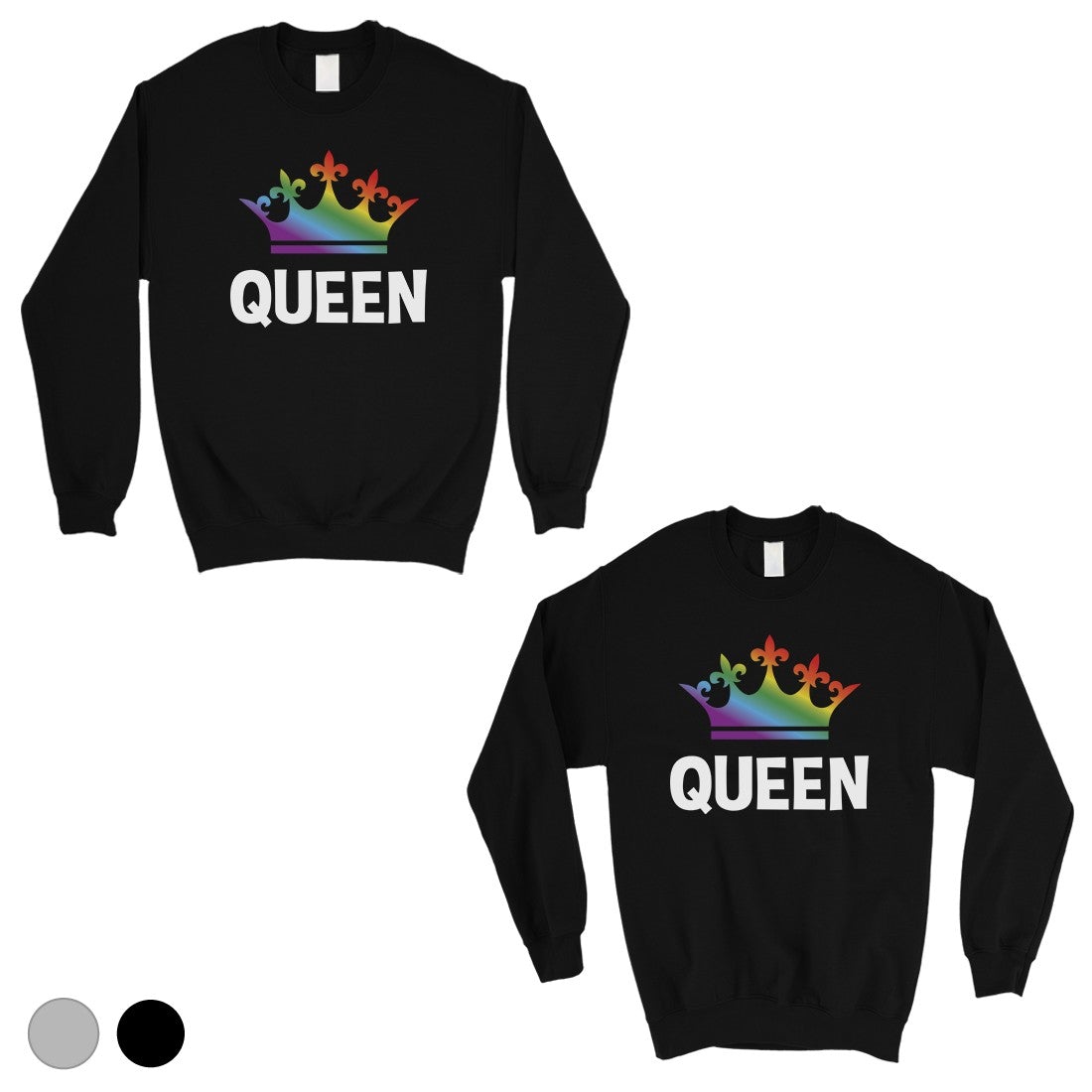 LGBT Queen Queen Rainbow Crown Matching Couple SweatShirts Black
