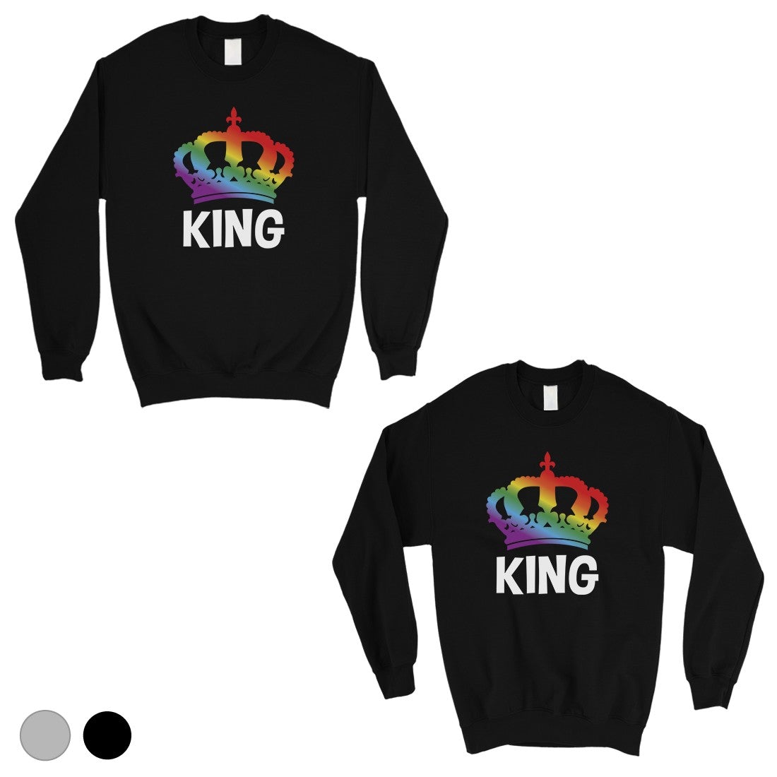 LGBT King King Rainbow Crown Matching Couple SweatShirts Black