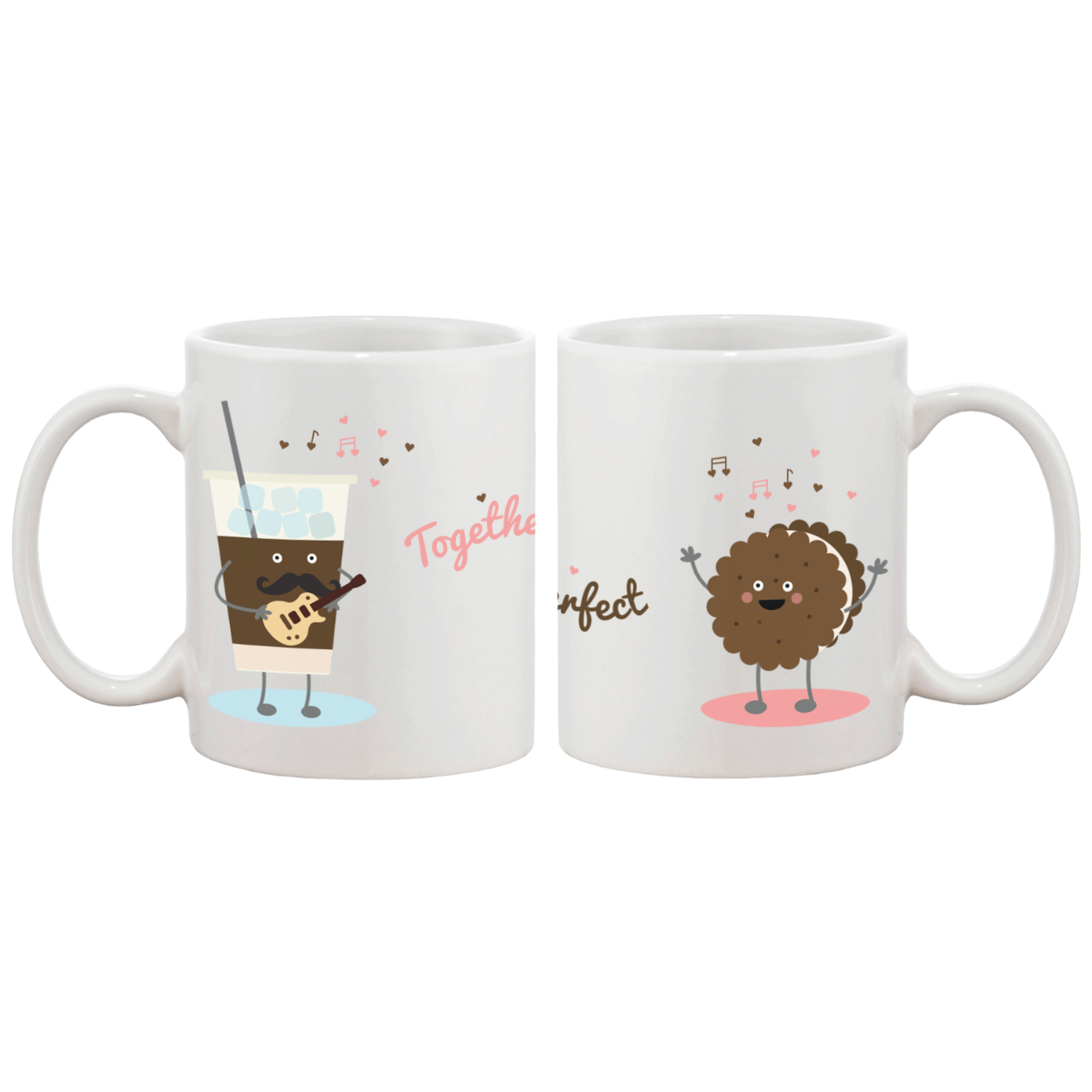 Ice Coffee Cookie Matching Couple Mugs- His and Hers Matching Coffee Cup White