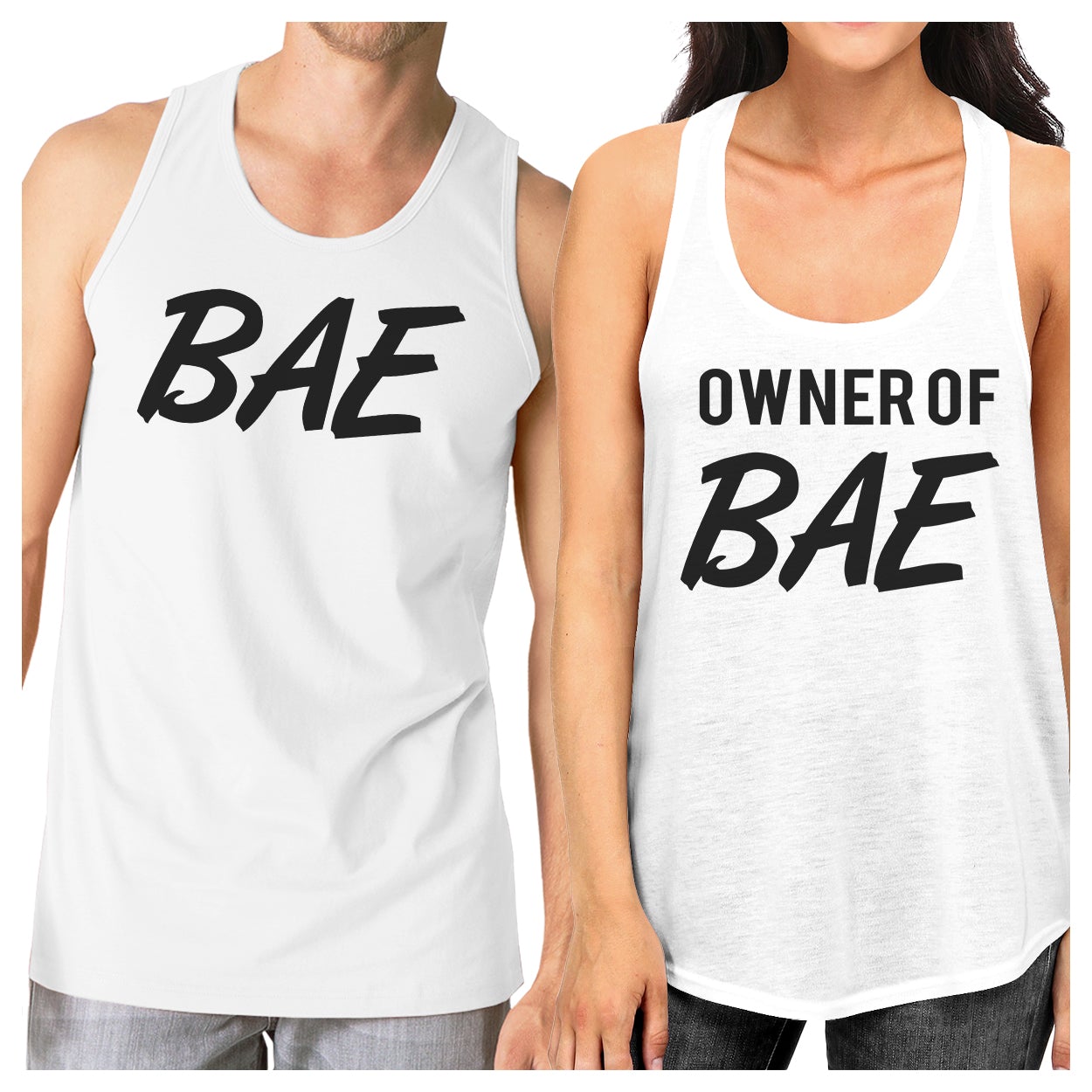 Bae And Owner Of Bae Matching Couple White Tank Tops