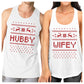 Pixel Nordic Hubby And Wifey Matching Couple White Tank Tops