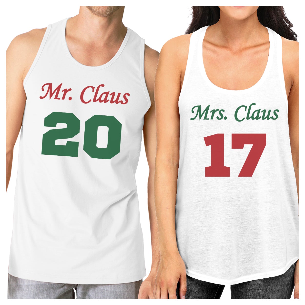 Mr. And Mrs. Claus Matching Couple White Tank Tops