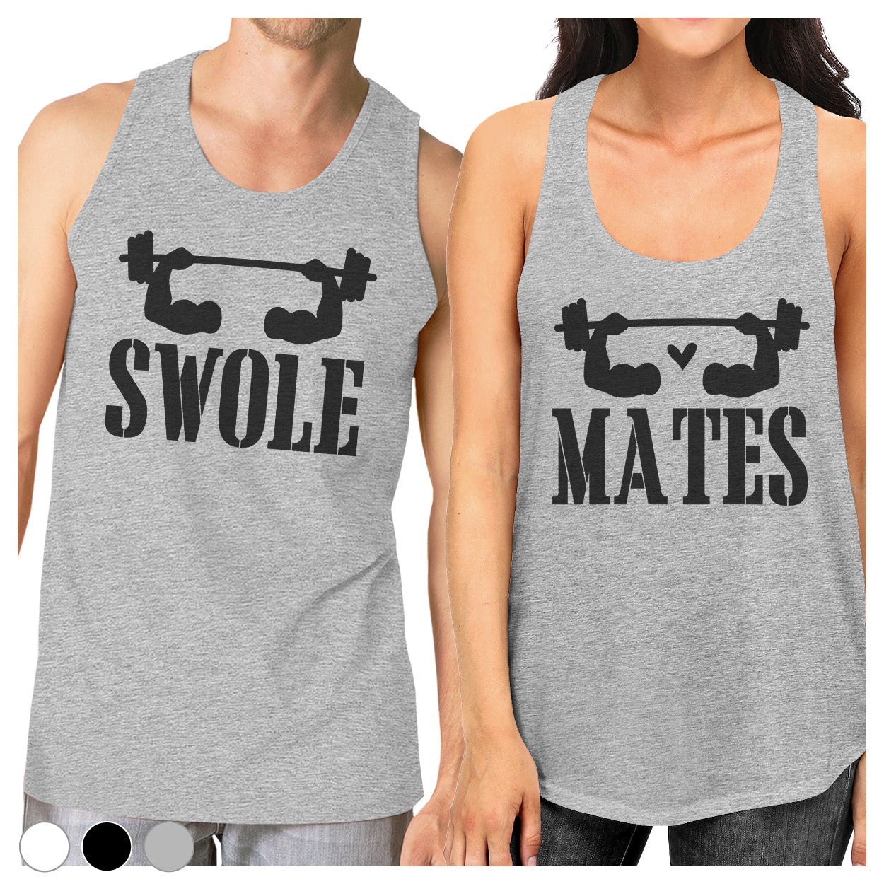 Swole Mates Cute Workout Tanks Gift For Couples Matching Couple Tanks Gray